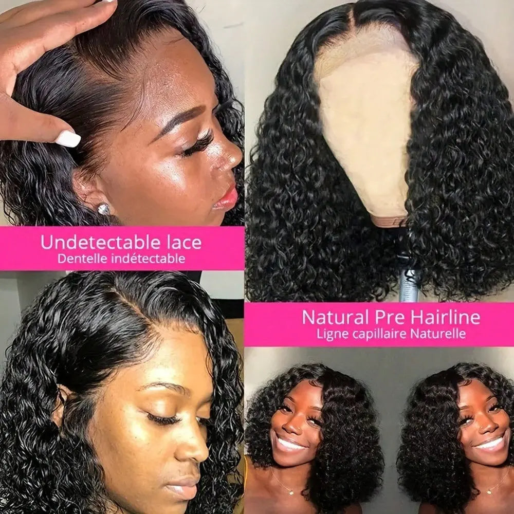 Deep Wave Bob Wig 16 Inch 13x4 Deep Curly Wig Human Hair 13×6 Lace Frontal Wigs 250 Density Glueless Wigs
