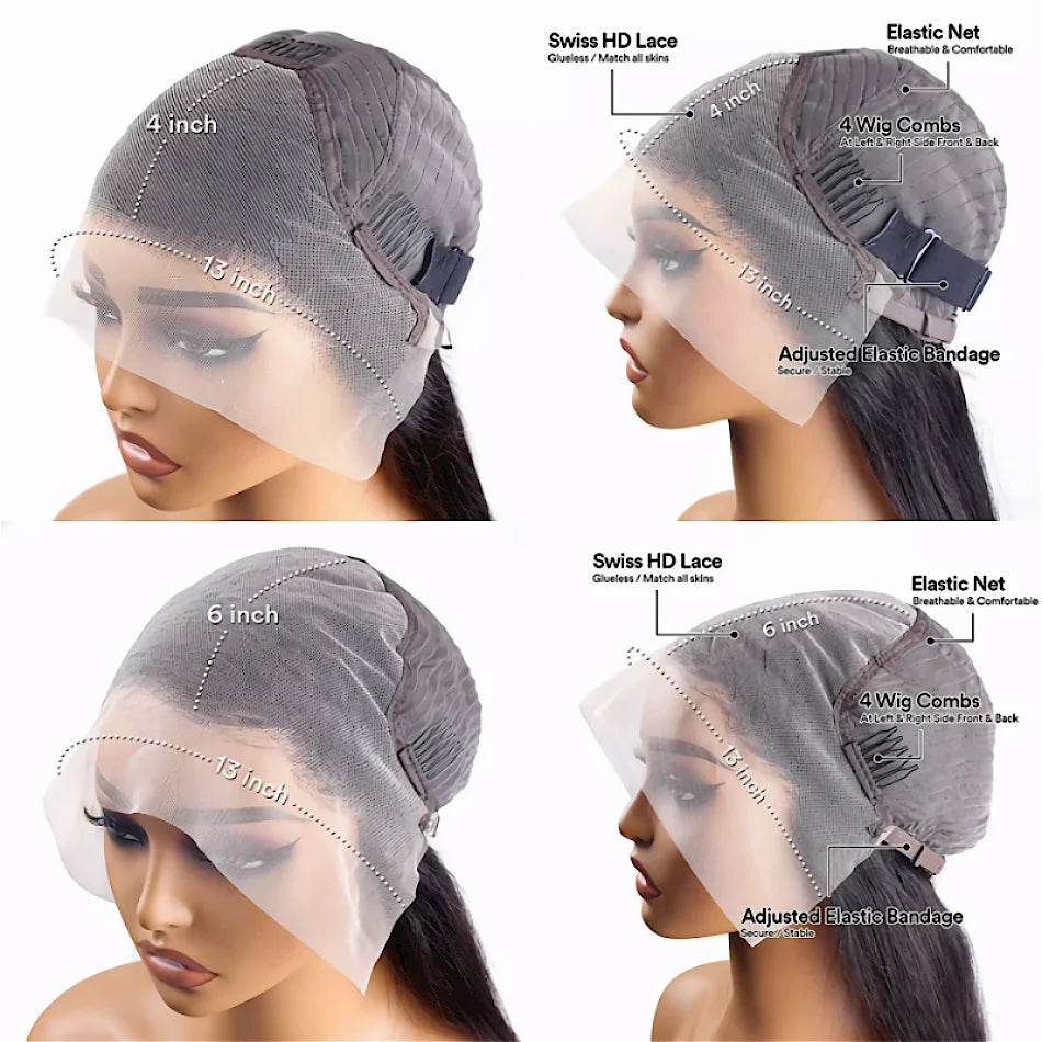 13X6 Hd Lace Frontal Wig Human Hair Natural Straight Wig 13X4 Lace Front Wig Transparen 30 Inch Brazilian Preplucked Wigs