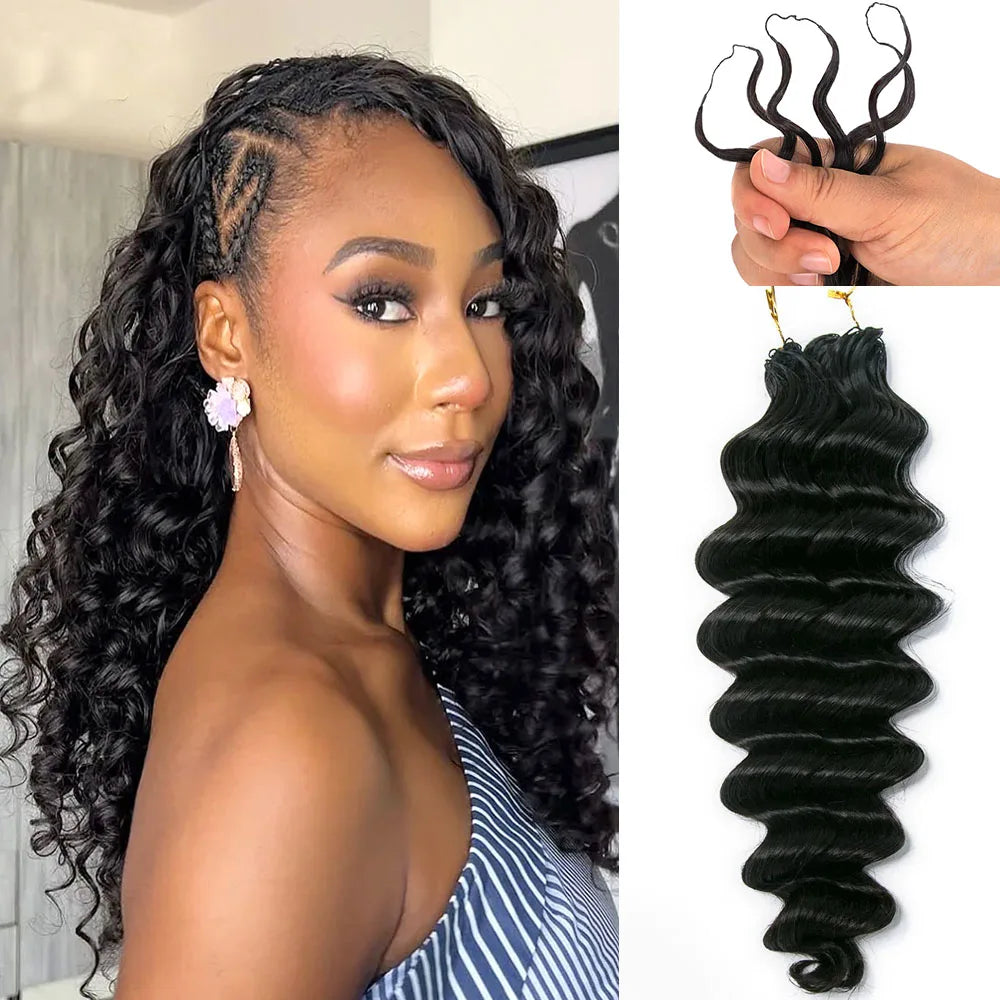 Loose Deep Wave Miracle Knots Crochet Hair For Braiding Boho Braids Raw 100% Human Hair Extensions Feathered Human Crochet Hair