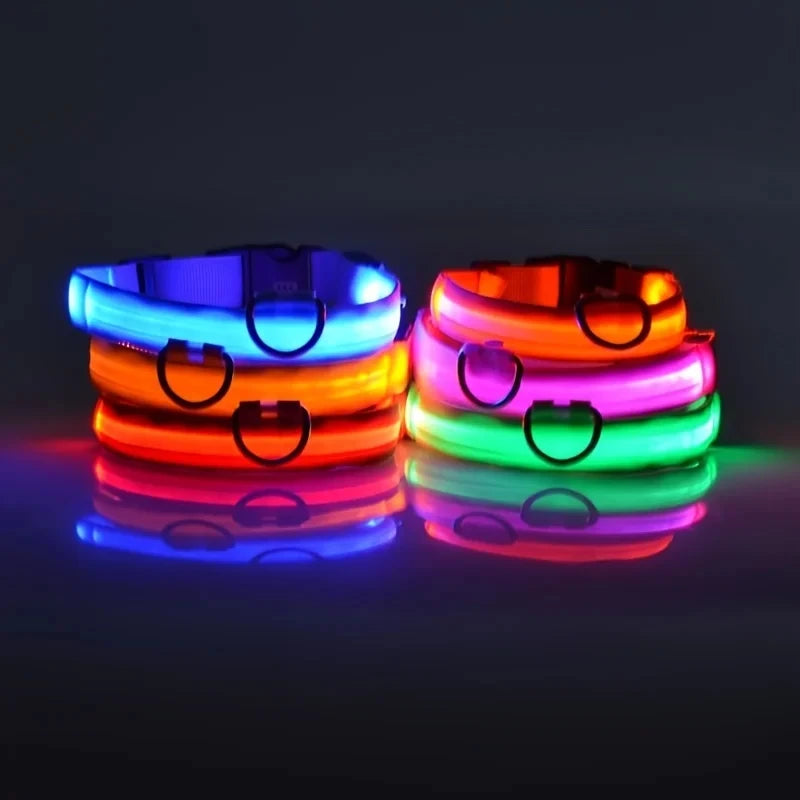 LED Luminous Collar Adjustable Glowing Dog Collar USB Rechargea  Flashing Anti-Lost/Avoid Car Accident Collar Dogs Pet Products