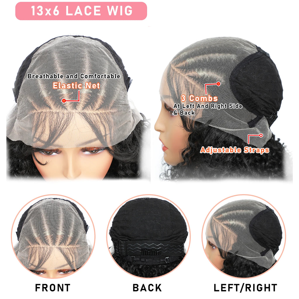 8'' 13x6 Front Lace Braided Curly Hair Wig ,Frontal Wig for Braiding Wih Curly Ends