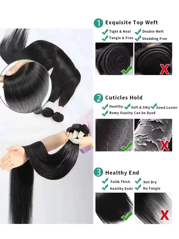 Straight Human Hair Bundles Raw Hair Bundles 100% Natural Human Hair Bundles 2 3 4 Extensions Brazilian Hair Weave Bundles