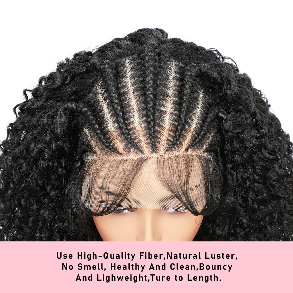 8'' 13x6 Front Lace Braided Curly Hair Wig ,Frontal Wig for Braiding Wih Curly Ends
