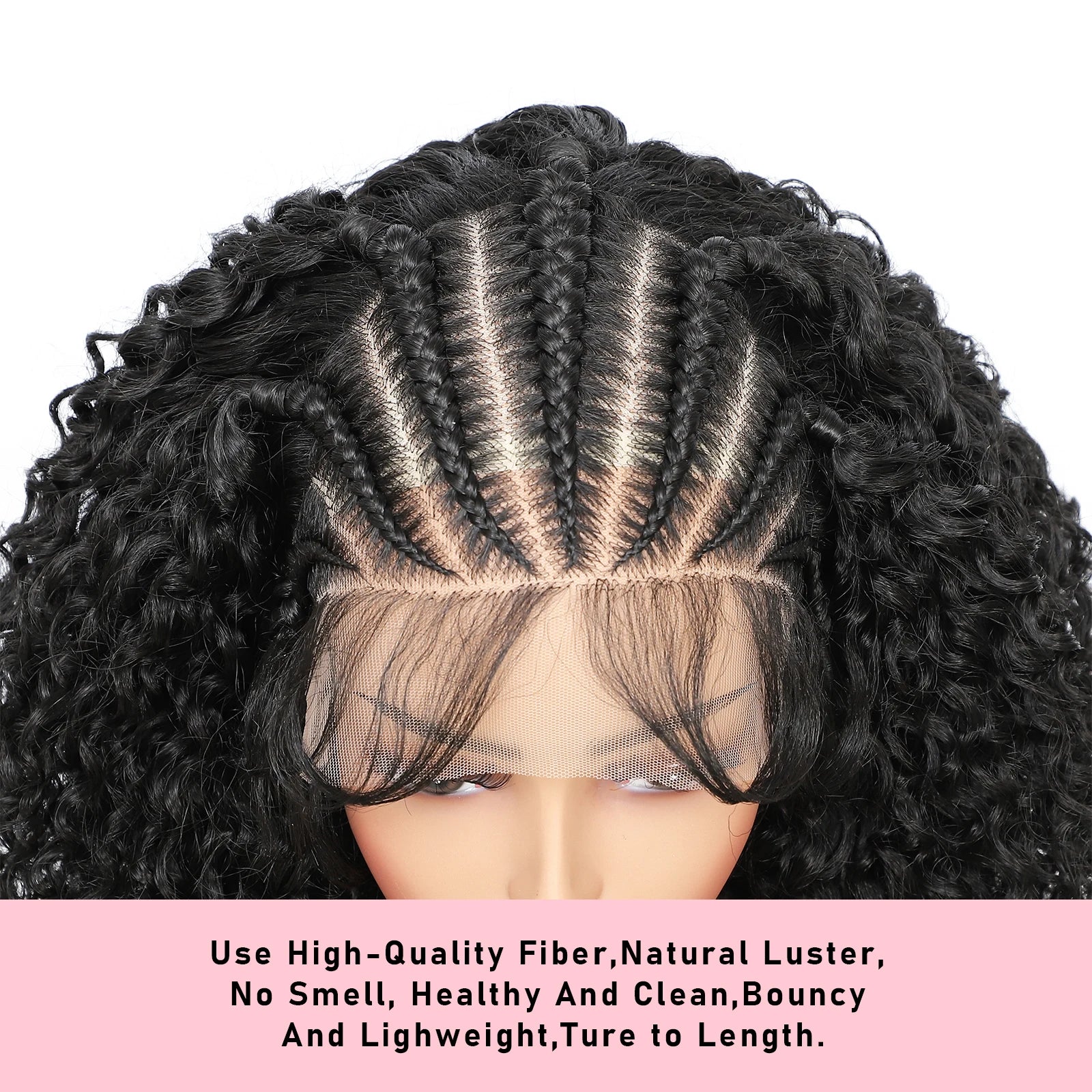 8'' 13x6 Front Lace Braided Curly Hair Wig ,Frontal Wig for Braiding Wih Curly Ends