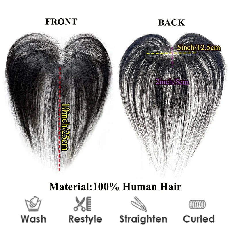 Human Hair Forehead HairPieces Clips in Bangs with Temple Lace Base Fringe Bangs Lace Hair Frontal Curtain Topper Hair