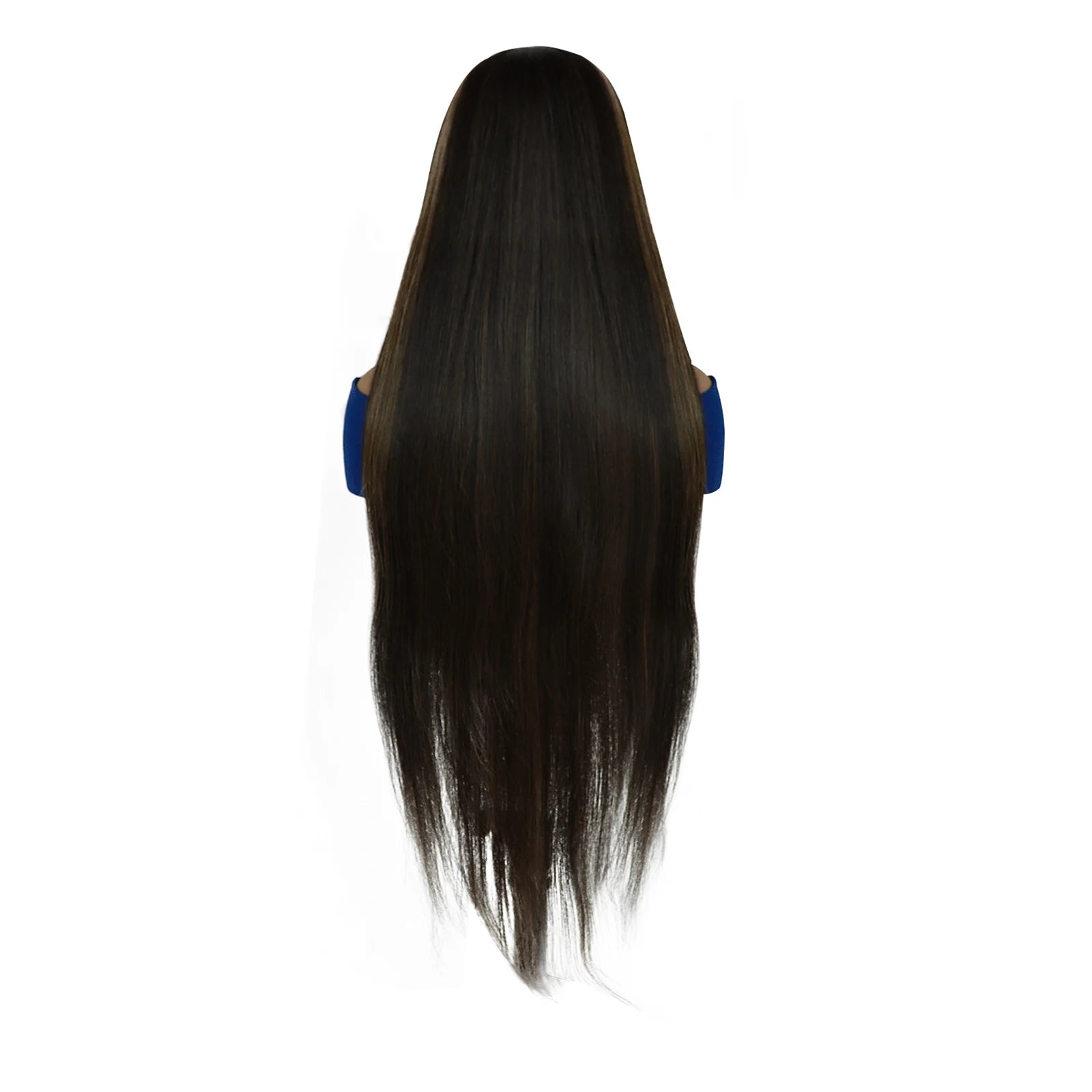 13x4x1 Lace Front Wig Dark Brown With Blonde Highlight Long Straight Synthetic Wig Heat Resistant Women Daily Fashion Wig