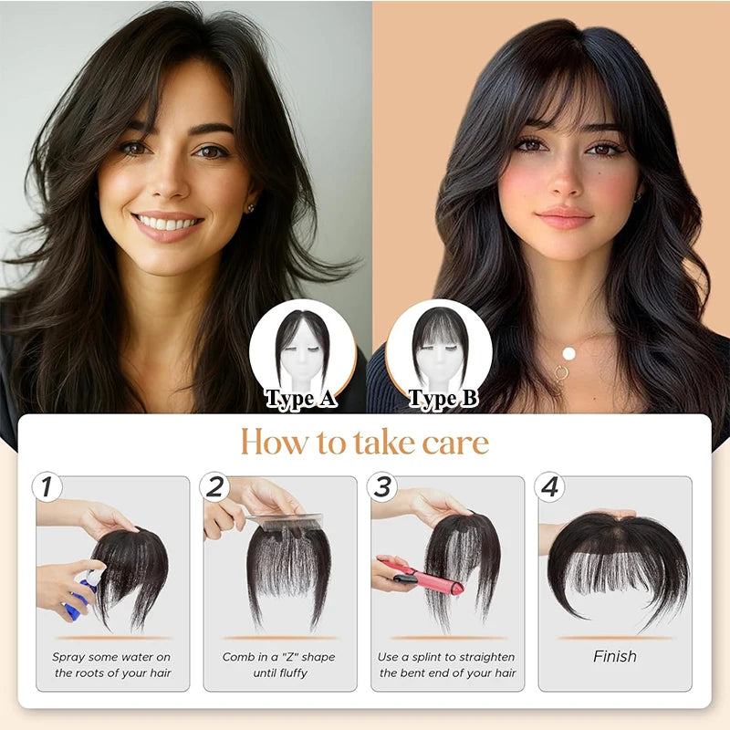 Human Hair Forehead HairPieces Clips in Bangs with Temple Lace Base Fringe Bangs Lace Hair Frontal Curtain Topper Hair