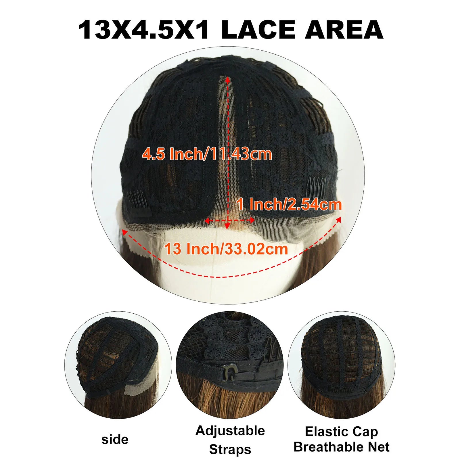 13x4x1 Lace Front Wig Dark Brown With Blonde Highlight Long Straight Synthetic Wig Heat Resistant Women Daily Fashion Wig