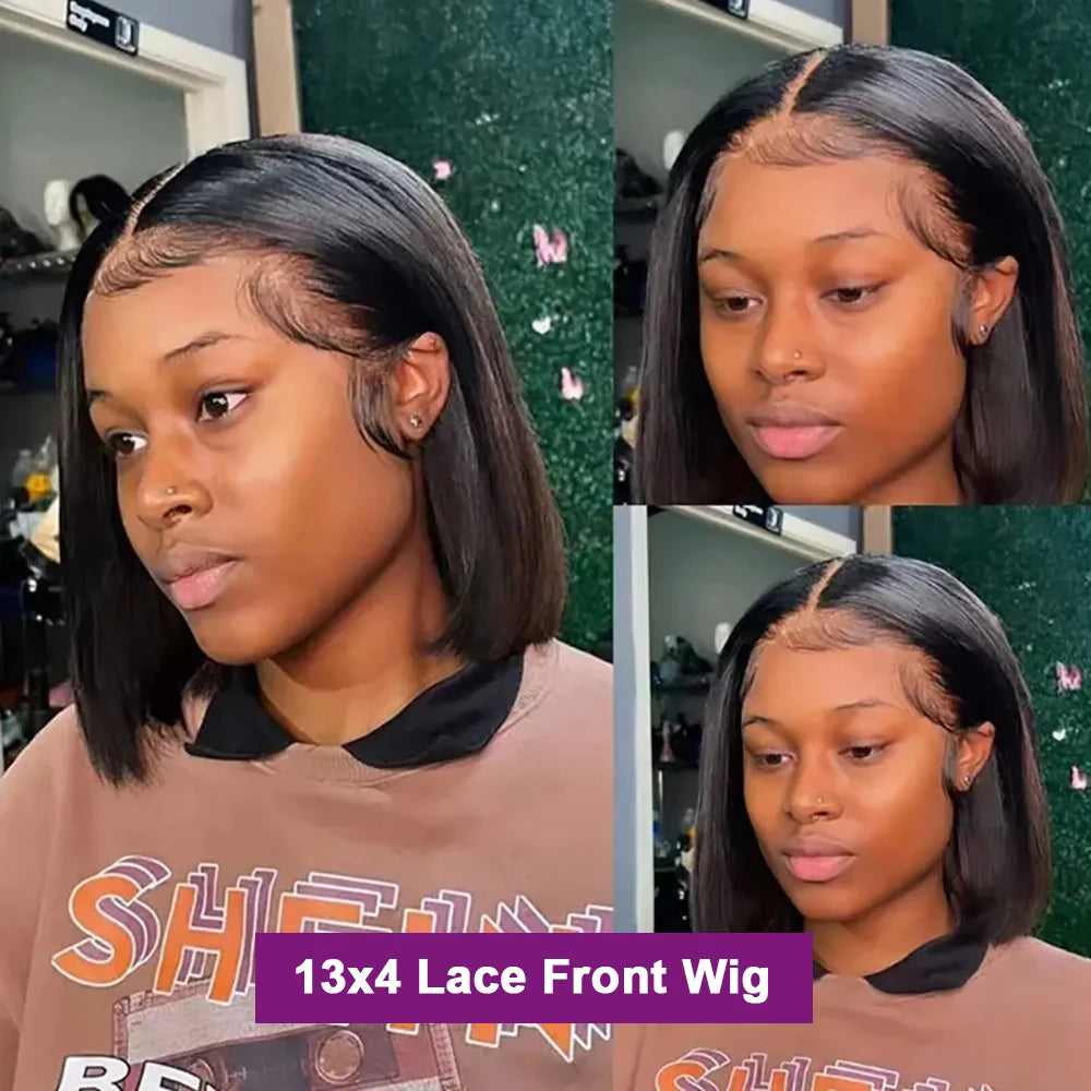 13x4 Transparent Lace Front Short Bob Wigs Human Hair Pre Plucked Natural Color Straight 4x4 Closure Wig Human Hair Wigs