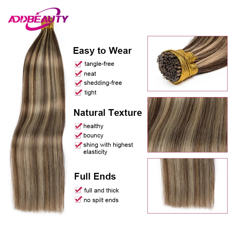 Curly ITIP Hair Extension Human Hair for Women 100% Straight Real Natural Human Hair Extension Wavy Fusion Hair Keratin Capsule