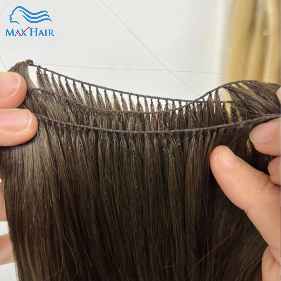 Human Hair Feather Hair Weft Extensions 100% Real Natural Customize Hair Comfortable Invisible Black Brown Blonde for Salon