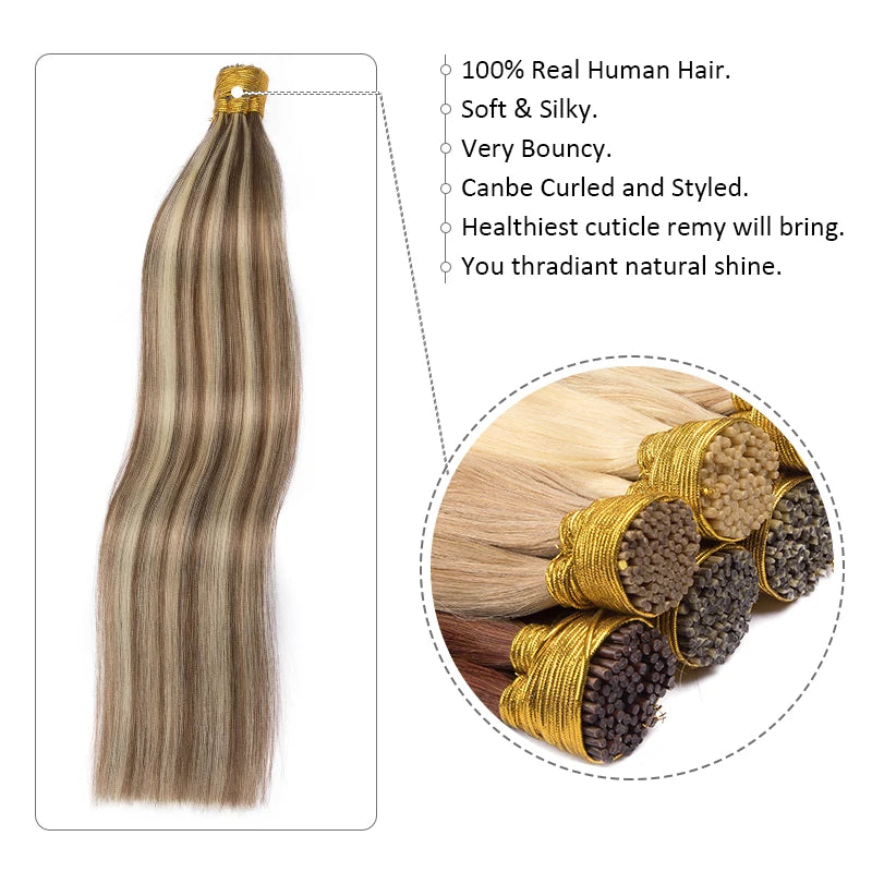 Curly ITIP Hair Extension Human Hair for Women 100% Straight Real Natural Human Hair Extension Wavy Fusion Hair Keratin Capsule