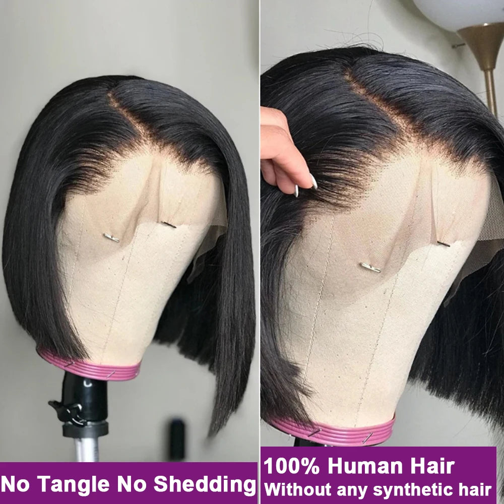 13x4 Transparent Lace Front Short Bob Wigs Human Hair Pre Plucked Natural Color Straight 4x4 Closure Wig Human Hair Wigs