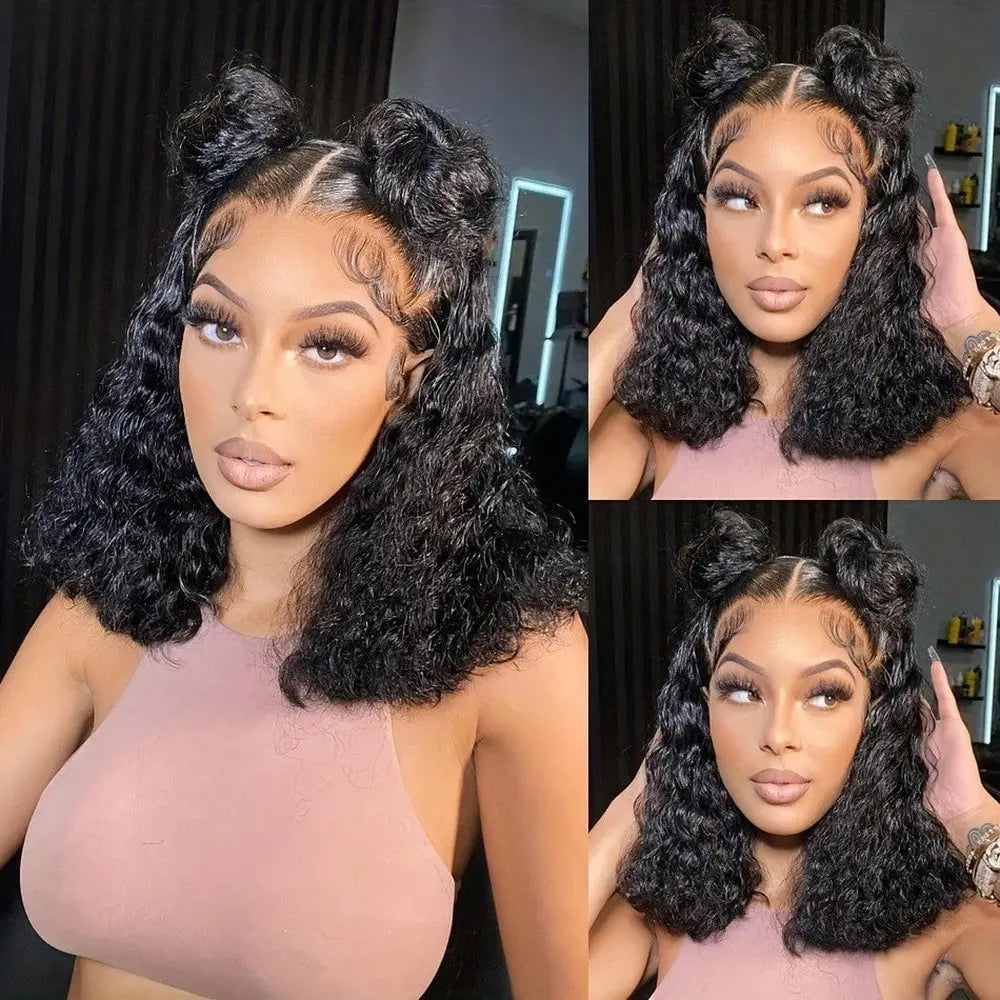 Deep Wave Bob Wig 16 Inch 13x4 Deep Curly Wig Human Hair 13×6 Lace Frontal Wigs 250 Density Glueless Wigs