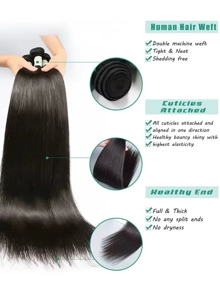 Straight Human Hair Bundles Raw Hair Bundles 100% Natural Human Hair Bundles 2 3 4 Extensions Brazilian Hair Weave Bundles