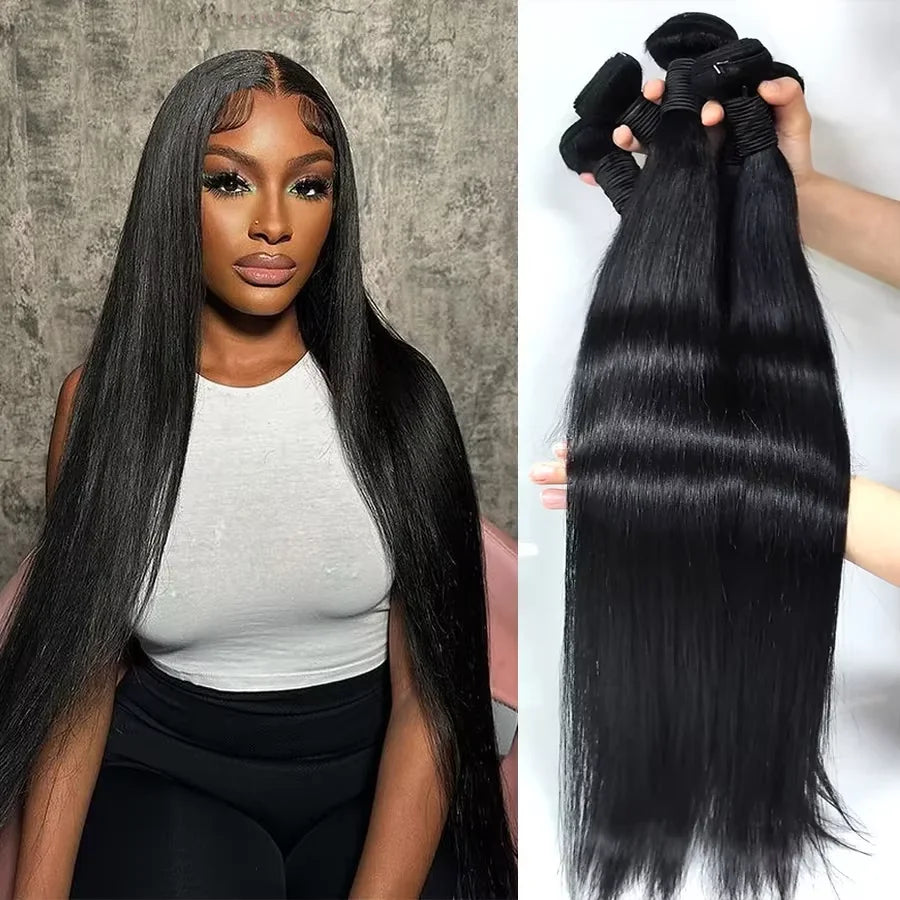 Straight Human Hair Bundles Raw Hair Bundles 100% Natural Human Hair Bundles 2 3 4 Extensions Brazilian Hair Weave Bundles
