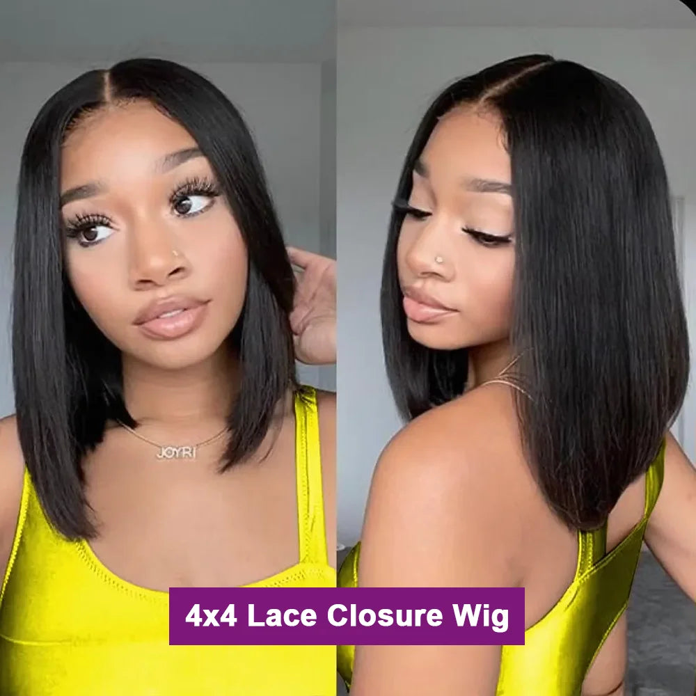 13x4 Transparent Lace Front Short Bob Wigs Human Hair Pre Plucked Natural Color Straight 4x4 Closure Wig Human Hair Wigs