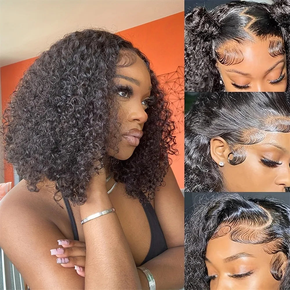 Deep Wave Bob Wig 16 Inch 13x4 Deep Curly Wig Human Hair 13×6 Lace Frontal Wigs 250 Density Glueless Wigs