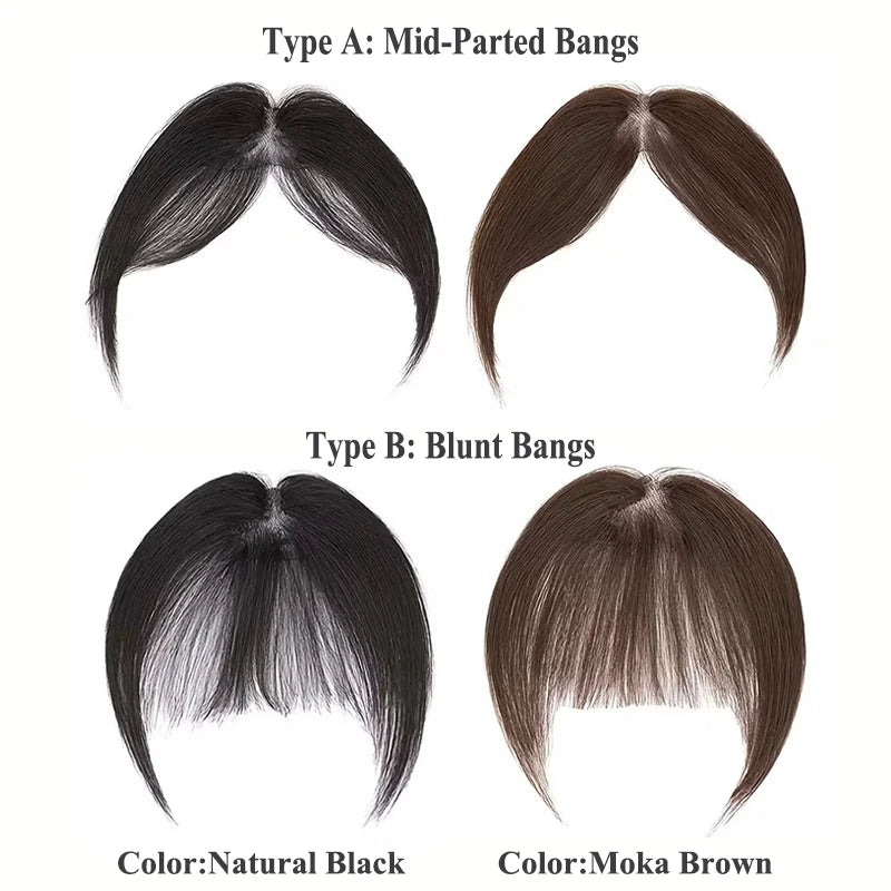 Human Hair Forehead HairPieces Clips in Bangs with Temple Lace Base Fringe Bangs Lace Hair Frontal Curtain Topper Hair