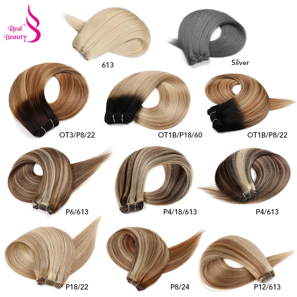 Real Beauty Ombre Straight Human Hair Weaves Bundle 18"-26" Blond Brazilian Human Hair Remy Hair Extensions Nordic Color