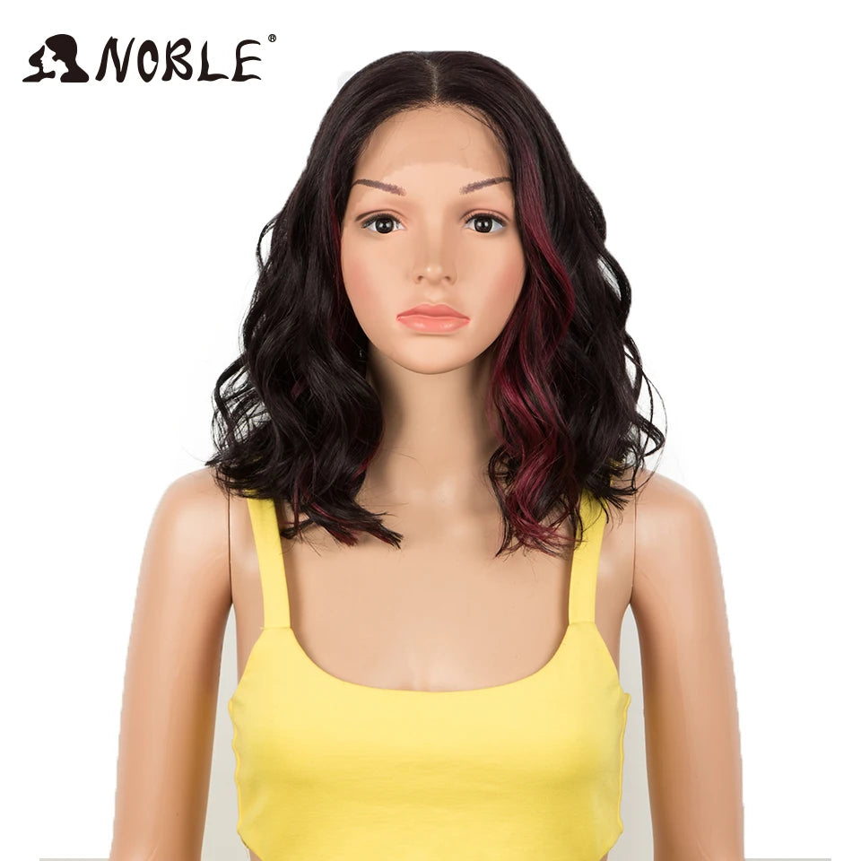 Noble 13x7 Lace Front Wig Synthetic 12 inch Long Wavy ombre blonde Wigs For Women Ombre Lace Front Wig Synthetic Lace Front Wig