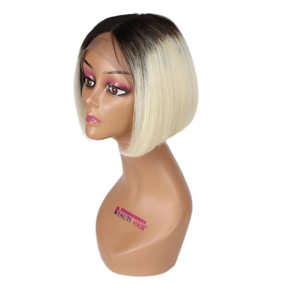 Lace Part Bob Wigs 613 Blonde Remy Brazilian Straight 100% Natural Human Hair T part Wig 13x 1 X 4 For Women