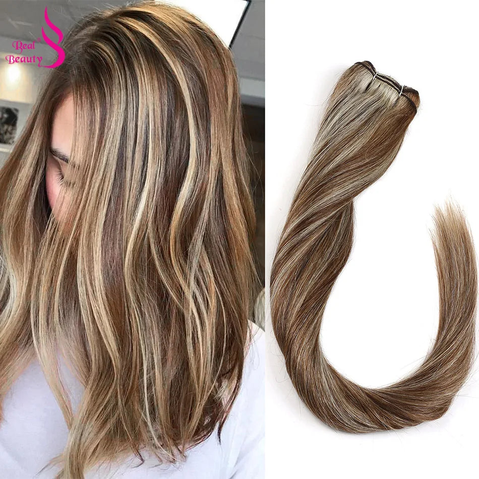 Real Beauty Ombre Straight Human Hair Weaves Bundle 18"-26" Blond Brazilian Human Hair Remy Hair Extensions Nordic Color