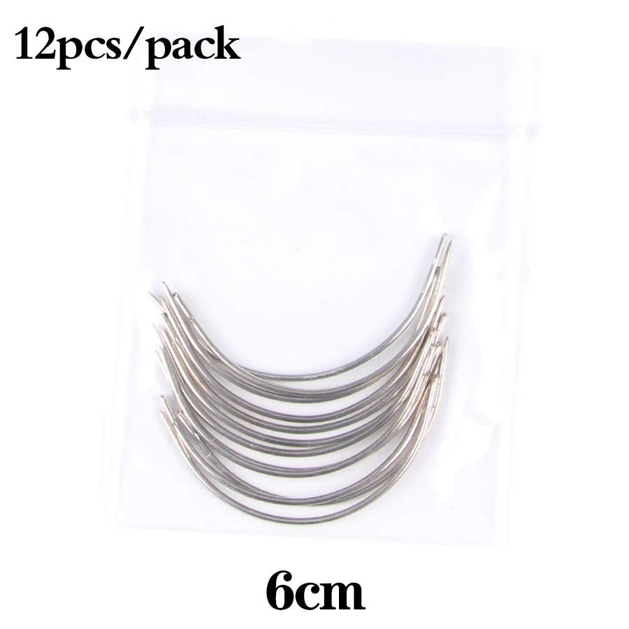 Alileader Wholesale Curved Needle For Hair Weaving Cap Wigs Needles For Hair Extension 12Pcs/Pack 6Cm/9Cm C-Type Needles Tools