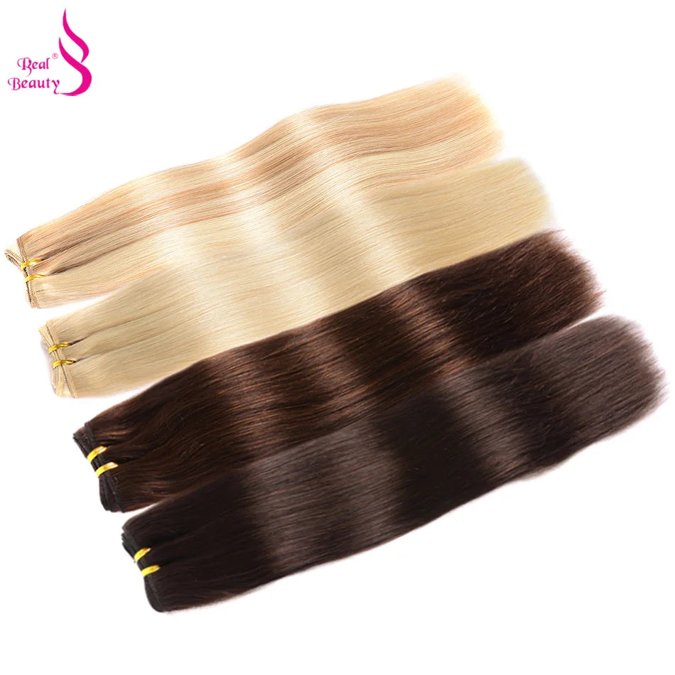 Real Beauty Ombre Straight Human Hair Weaves Bundle 18"-26" Blond Brazilian Human Hair Remy Hair Extensions Nordic Color