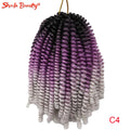 Synthetic Braiding Hair Extensions for Black Women, Spring Twist Hair, Crochet Braids, Ombre Curly Passion, Dreadlocks, 8"