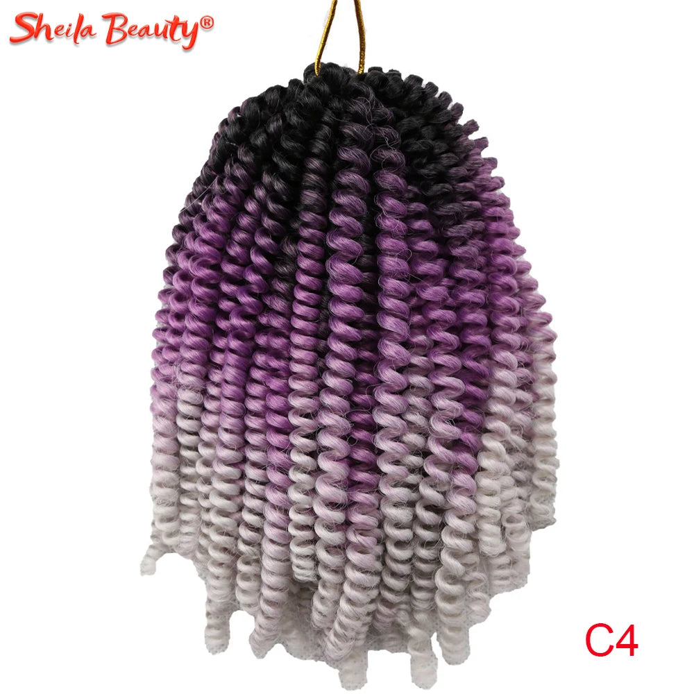Synthetic Braiding Hair Extensions for Black Women, Spring Twist Hair, Crochet Braids, Ombre Curly Passion, Dreadlocks, 8"