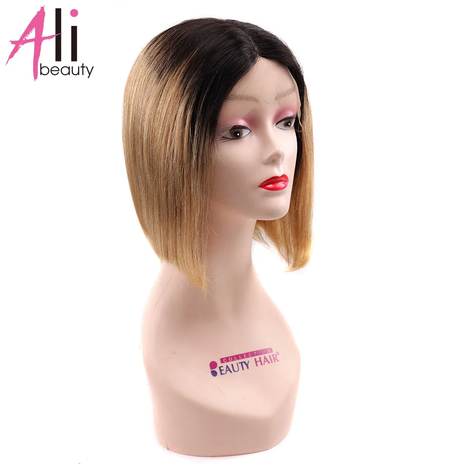 Lace Part Bob Wigs 613 Blonde Remy Brazilian Straight 100% Natural Human Hair T part Wig 13x 1 X 4 For Women