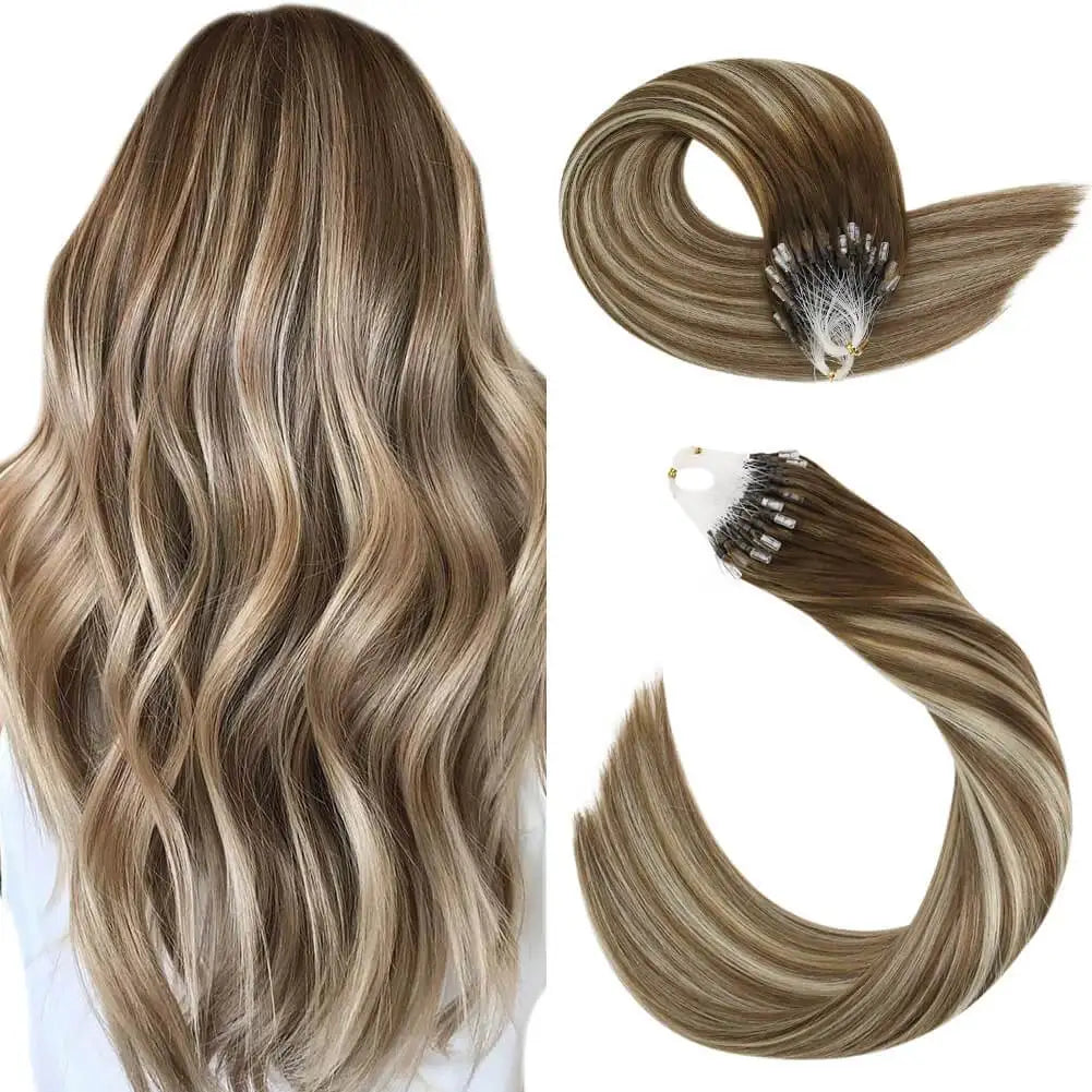 Ugeat Micro Loop Human Hair Extensions Real Human Hair Micro Link Hair Extensions Brazilian Natural High Quality 50g Per Pack