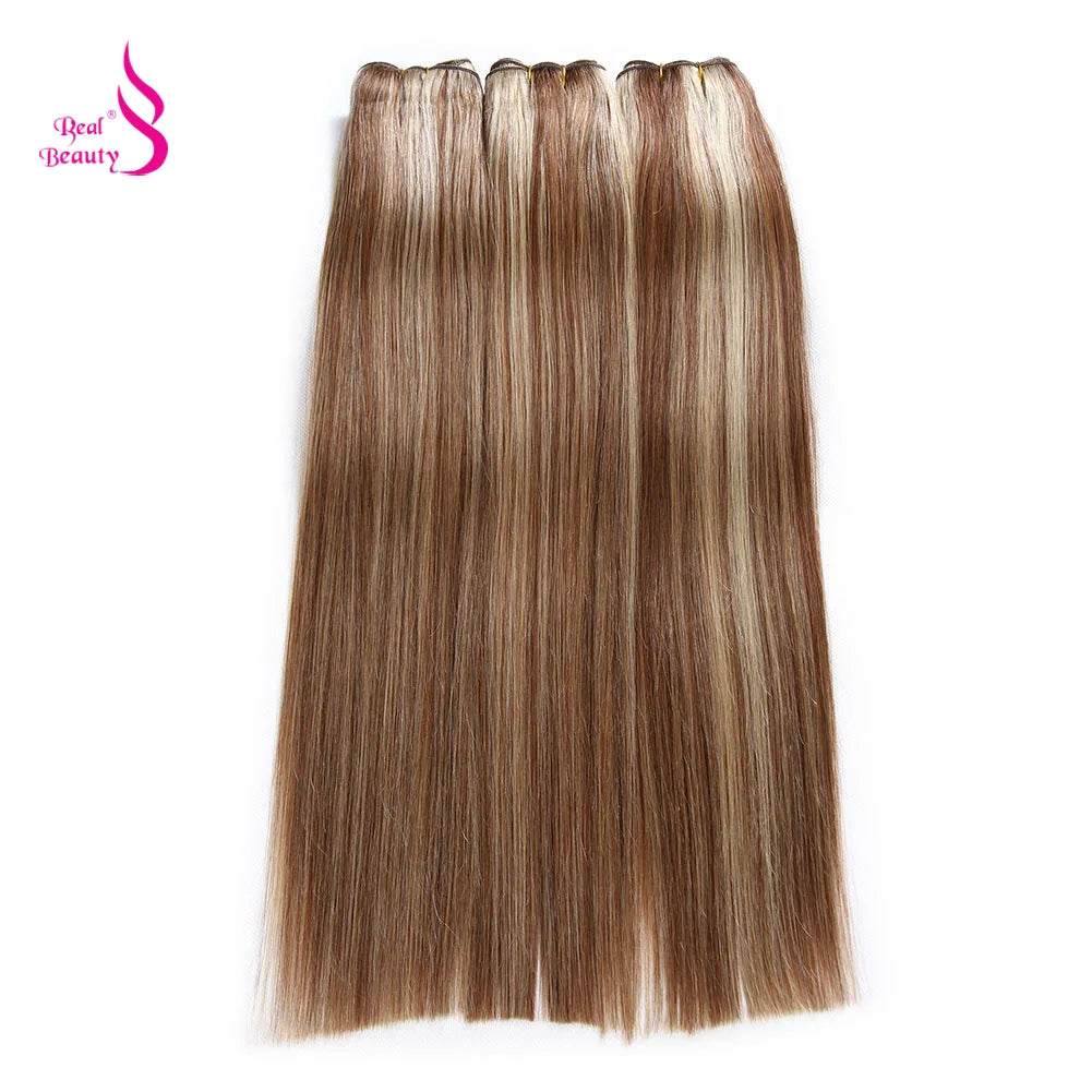 Real Beauty Ombre Straight Human Hair Weaves Bundle 18"-26" Blond Brazilian Human Hair Remy Hair Extensions Nordic Color