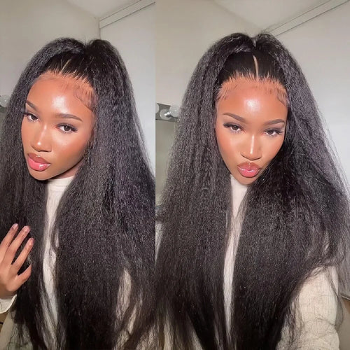 13x4 Kinky Straight Lace Front Wigs Human Hair For Women Yaki Straight Lace Front Wig Remy Hair Brazilian Virgin Human Hair Wigs