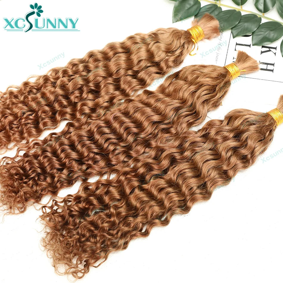 Boho Braids Human Hair Extensions Bundles Bulk Human Hair For Braiding Curly Loose Deep Color 4 27 30 Double Drawn Wholesale