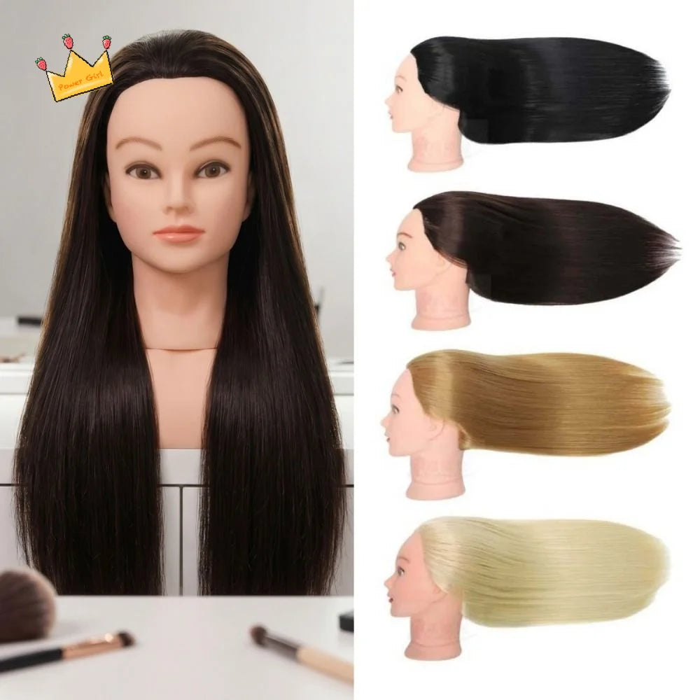 Synthetic Adult Manikin Head Creative Straight Long Hair Training Head Head Model Natural Hairstyle Manikin Head Barbershop