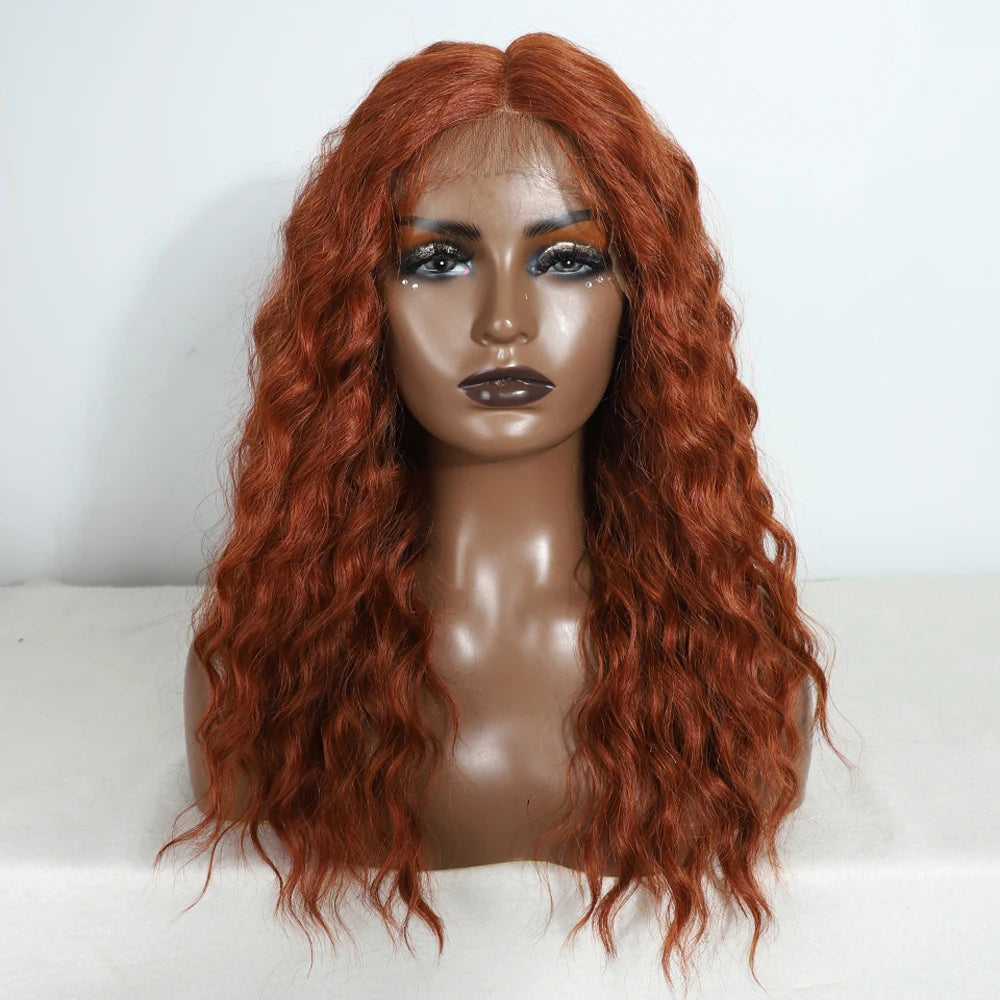 20 Inch Synthetic Lace Front Wig Blonde Brown Curly Lace Part Lace Wig For Women Lace Front Wig Cosplay Wig