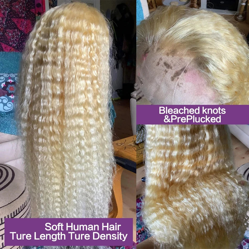 613 Hd Lace Frontal Wig 13X6 Blonde Curly Water Deep Wave Frontal Wig 13X4 Hd Lace Front Pre Plucked Human Hair Wigs 30 38 Inch