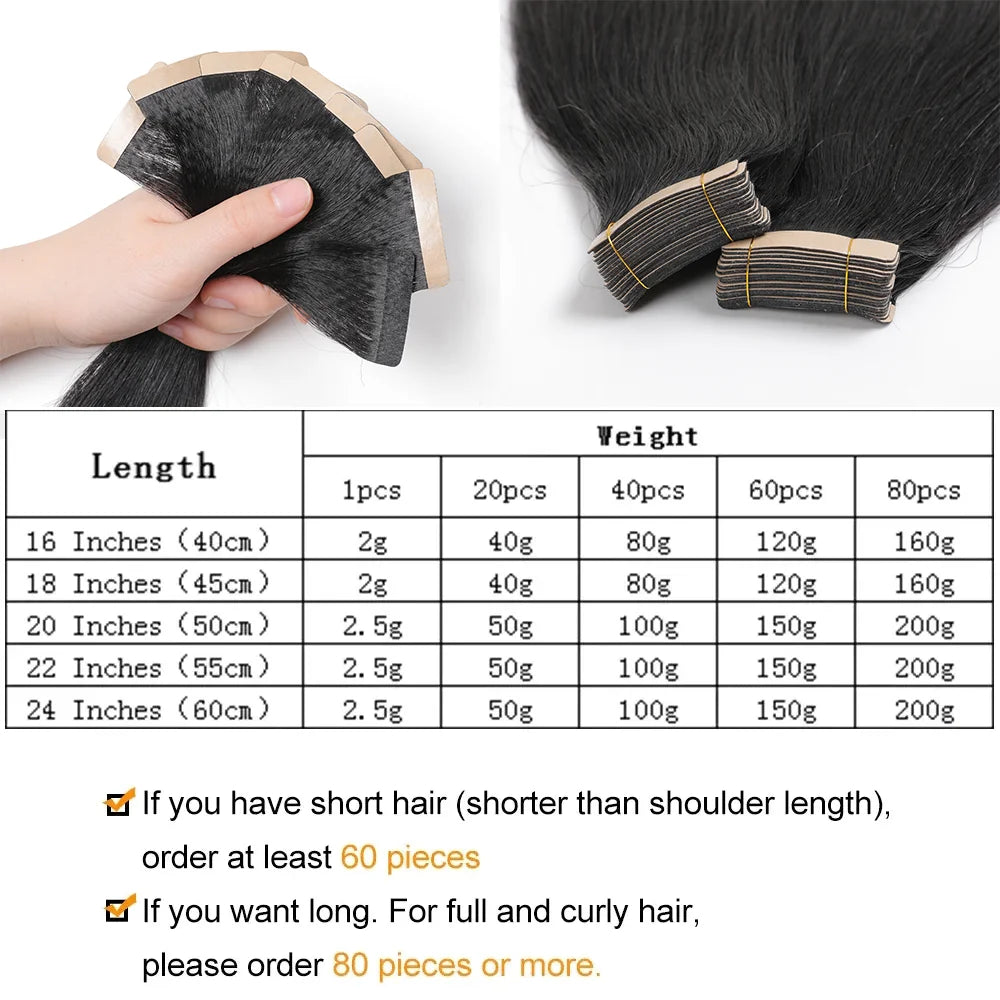 ShowCoco Light Yaki Straight Tape In Human Hair Extensions For Black Women 100% Remy Hair Nautral Color Invisible Tape