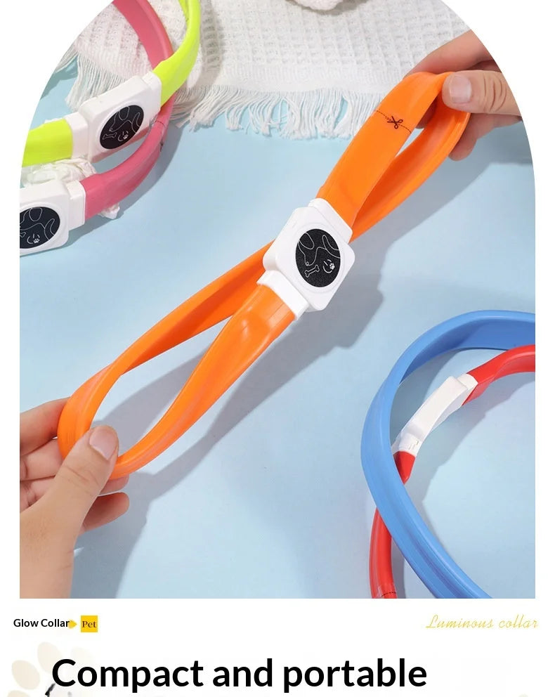 Led Pet Collar Type-C Charging Silicone Nighttime Luminous Ring Usb Dog Cat Collar Quick Flash Constant Light Slow Flash