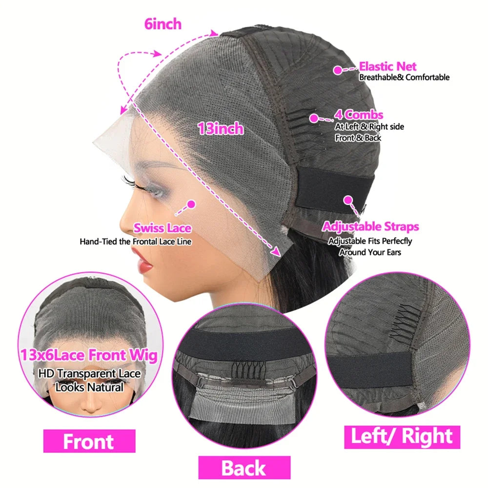 Lace Front  Hair Wigs  Straight Hair Wigs Transparent Brazilian Wigs  Hair For Women Pre Plucked