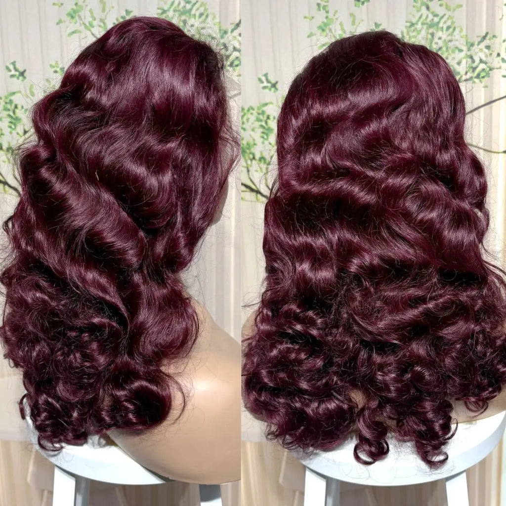 13x4 Lace Front Highlight Bouncy Curly Human Hair Wigs 300% Density 14-22in Colored Loose Wave Brazilian Remy Hair Wig for Women
