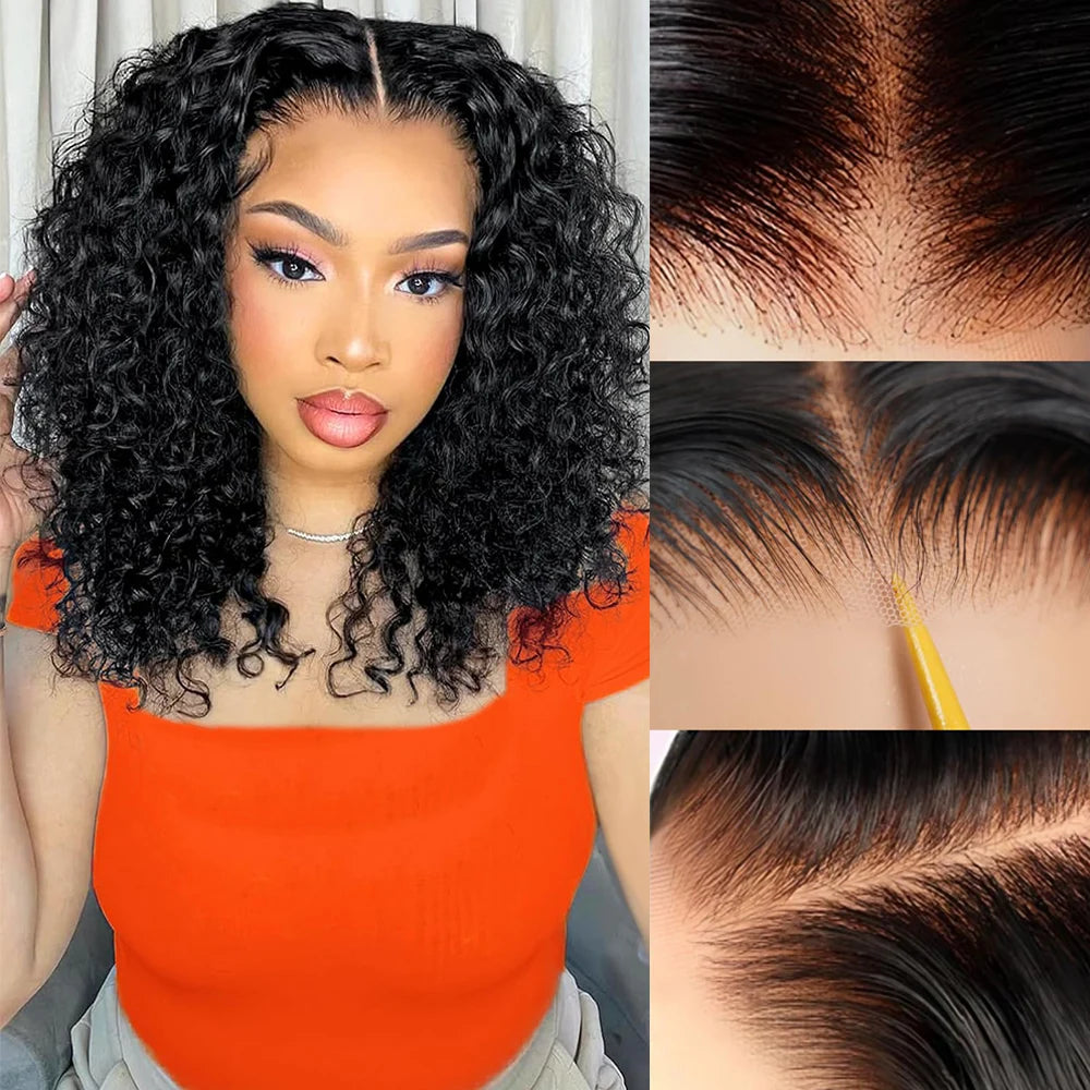 Vrbest Deep Wave Wear And Go Glueless Bob Wig For Women Ready To Go Human Hair Wigs 4x4 Lace Closure Wig 100% Human Hair