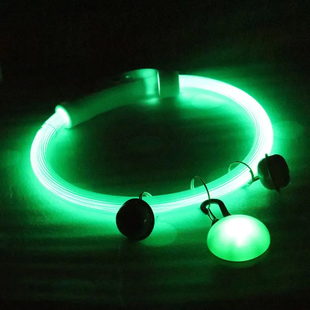 Adjustable Size LED Dog Collar Multi-Color Light Detachable Pendant Luminous Dog Collar Bright LED PVC Material Pet Light Collar