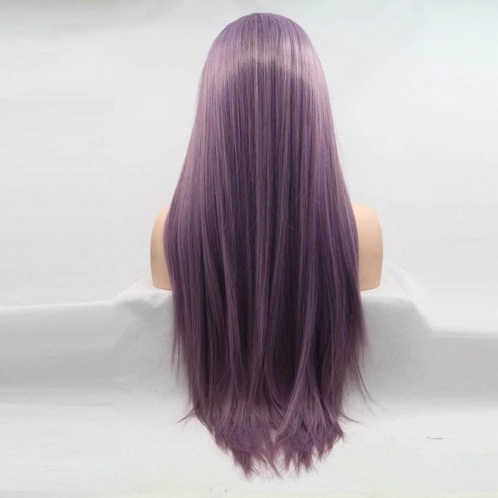 Mixed Purple Synthetic Lace Front Wig For Women Long Straight Purple Wig Side Part Lavender Purple Lace Front Wig Heat Resistant