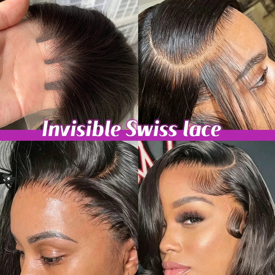 13x6 13x4 Lace Frontal Wigs 100% Human Hair Real 250 300 Density 2x6 5x5 Glueless Wig Super Double Drawn Bob Wig For Black Women
