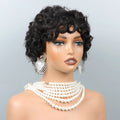 Short Curly Pixie Cut Wigs For Women Curly Wig Brazilian Remy Human Hair Blond 27# Short Bob Full Machine Made Wig 200% Density