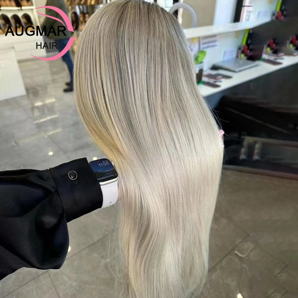 13x6 Hd Lace Frontal Wig 360 Ash Blonde Highlight Wig Human Hair Pre Plucked 13x4 Straight Lace Front Human Hair Wigs For Women