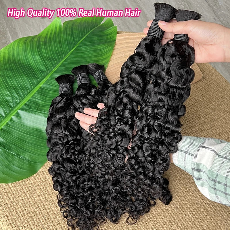 Raw Bulk Human Hair For Braiding Wholesale Burmese Curly Boho Braids Human Hair Extensions No Weft Double Drawn Curly Hair Bulk
